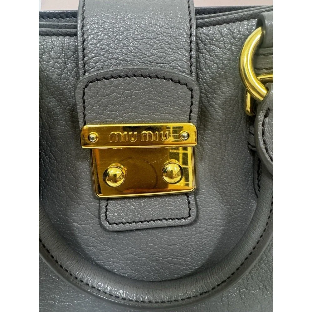 Authentic Miu Miu Madras Gray Medium Satchel Top Handle